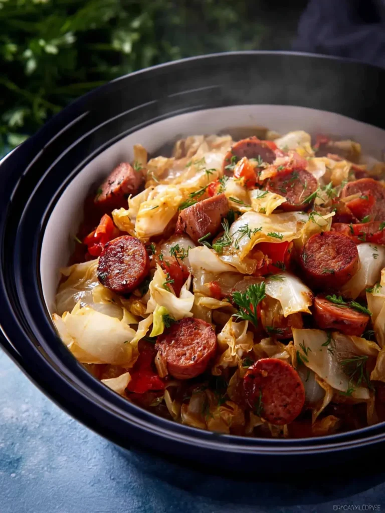 Slow Cooker Cabbage and Sausage First Image
