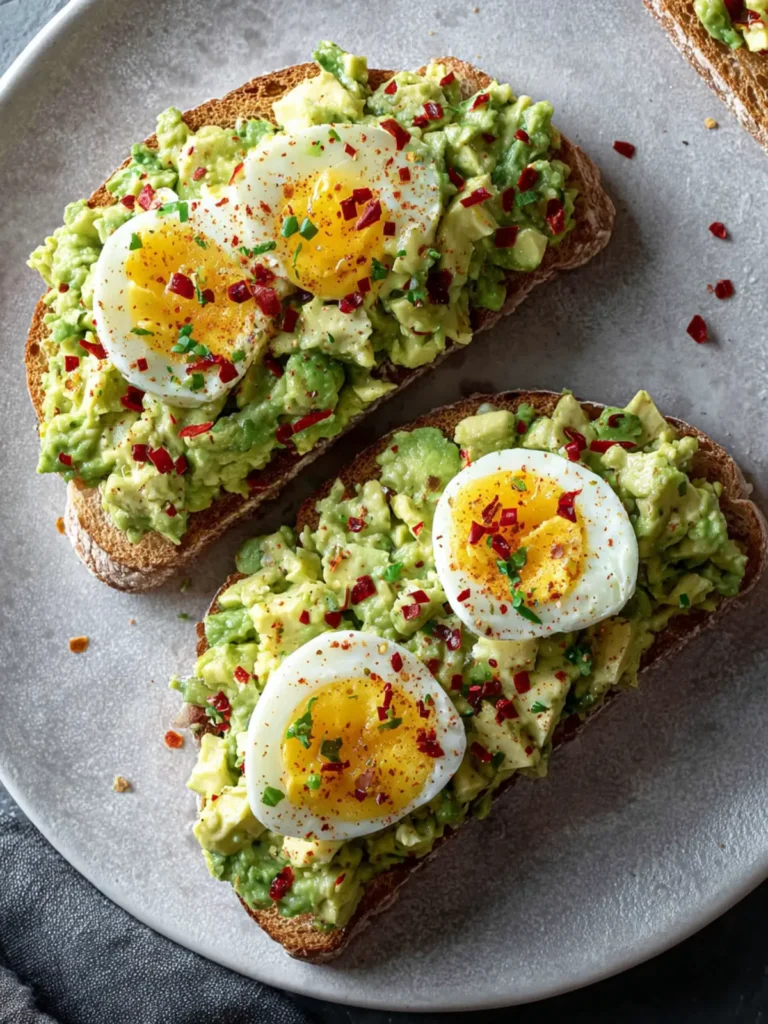 Smashed Avocado Toast with Egg and Red Pepper Flakes First Image