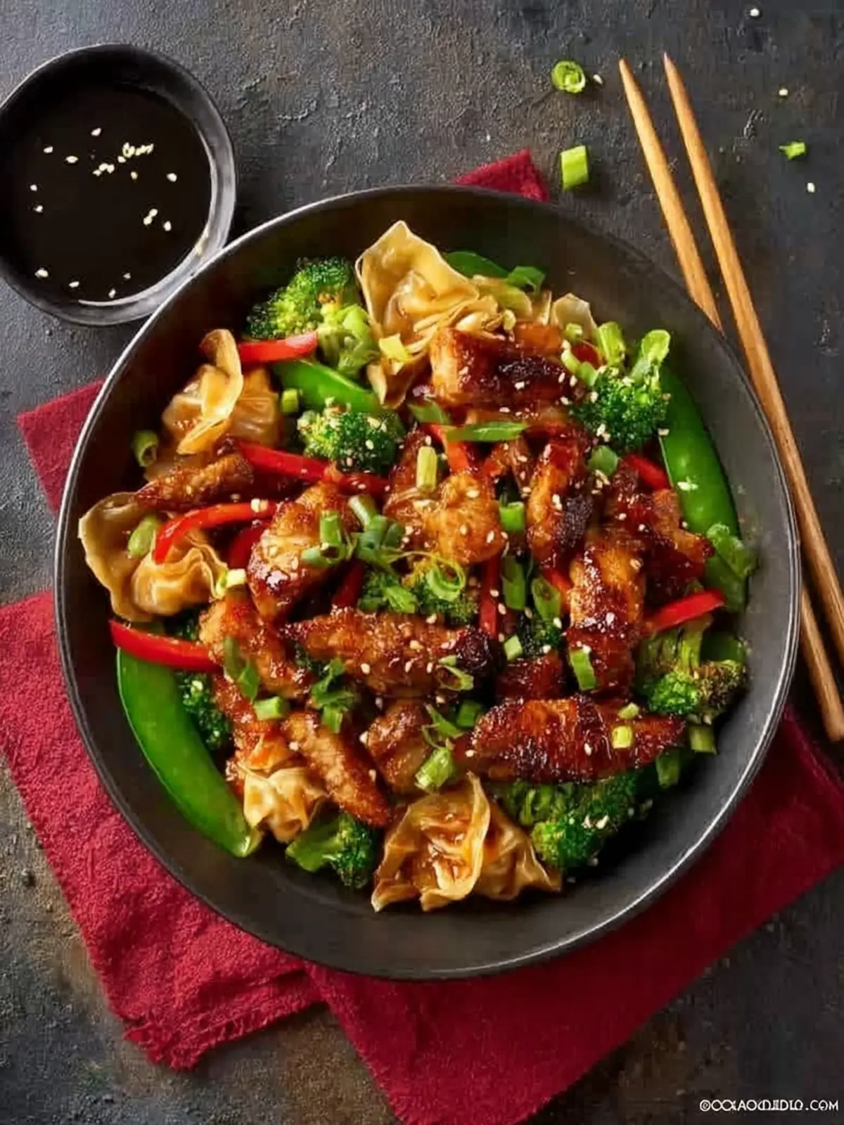 Chicken Wonton Stir Fry Bowl First Image