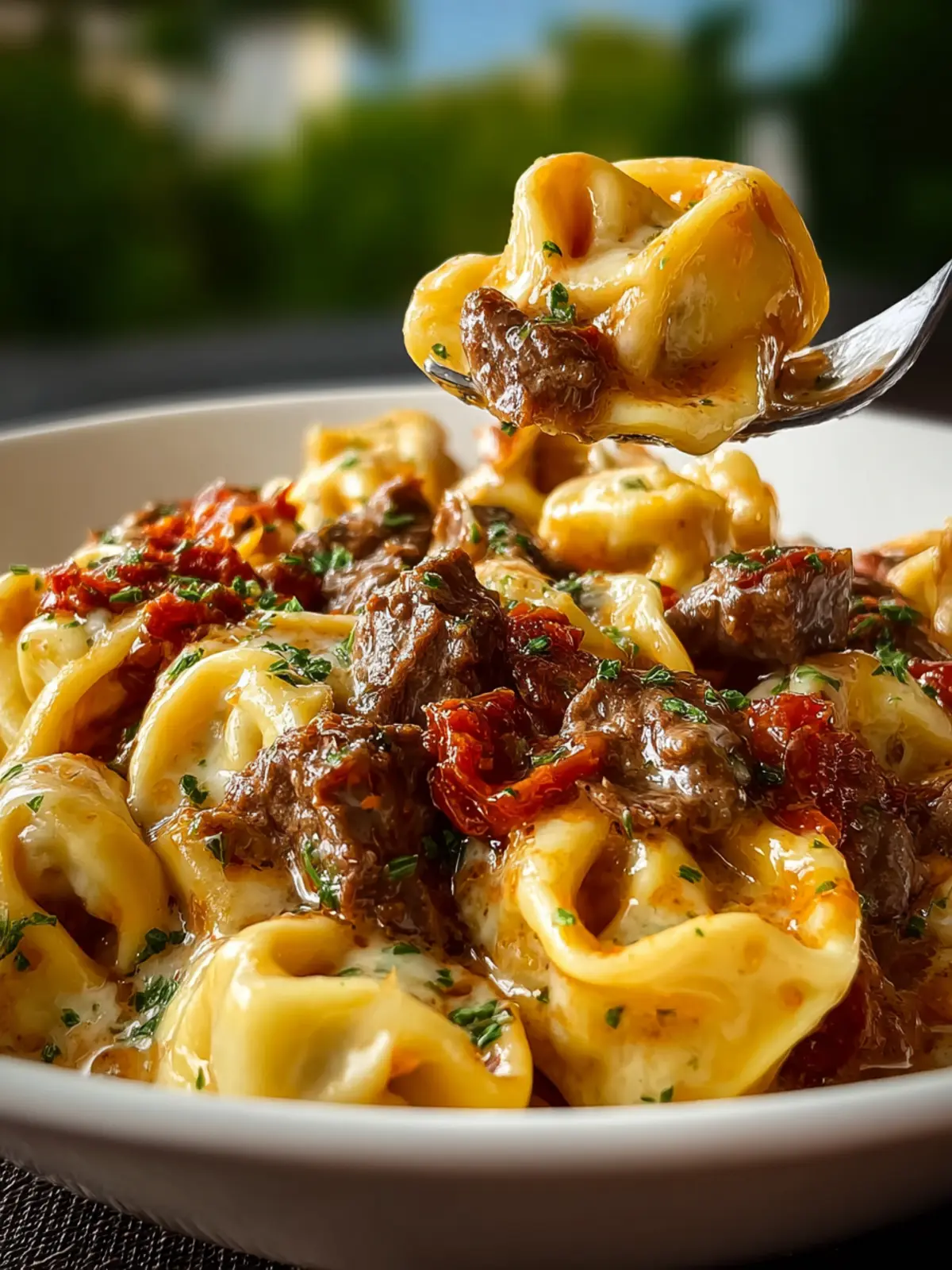 Crock Pot Cheesesteak Tortellini Recipe First Image