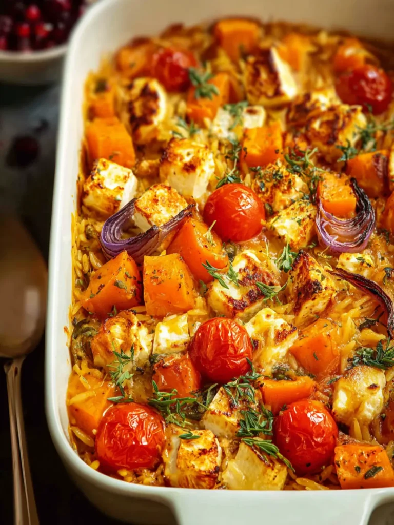 halloumi butternut squash orzo bake First Image